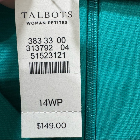 NWT Talbots Flounce Refined Ponte Sheath Dress Solid Turquoise Teal 14 WP - Picture 7 of 13